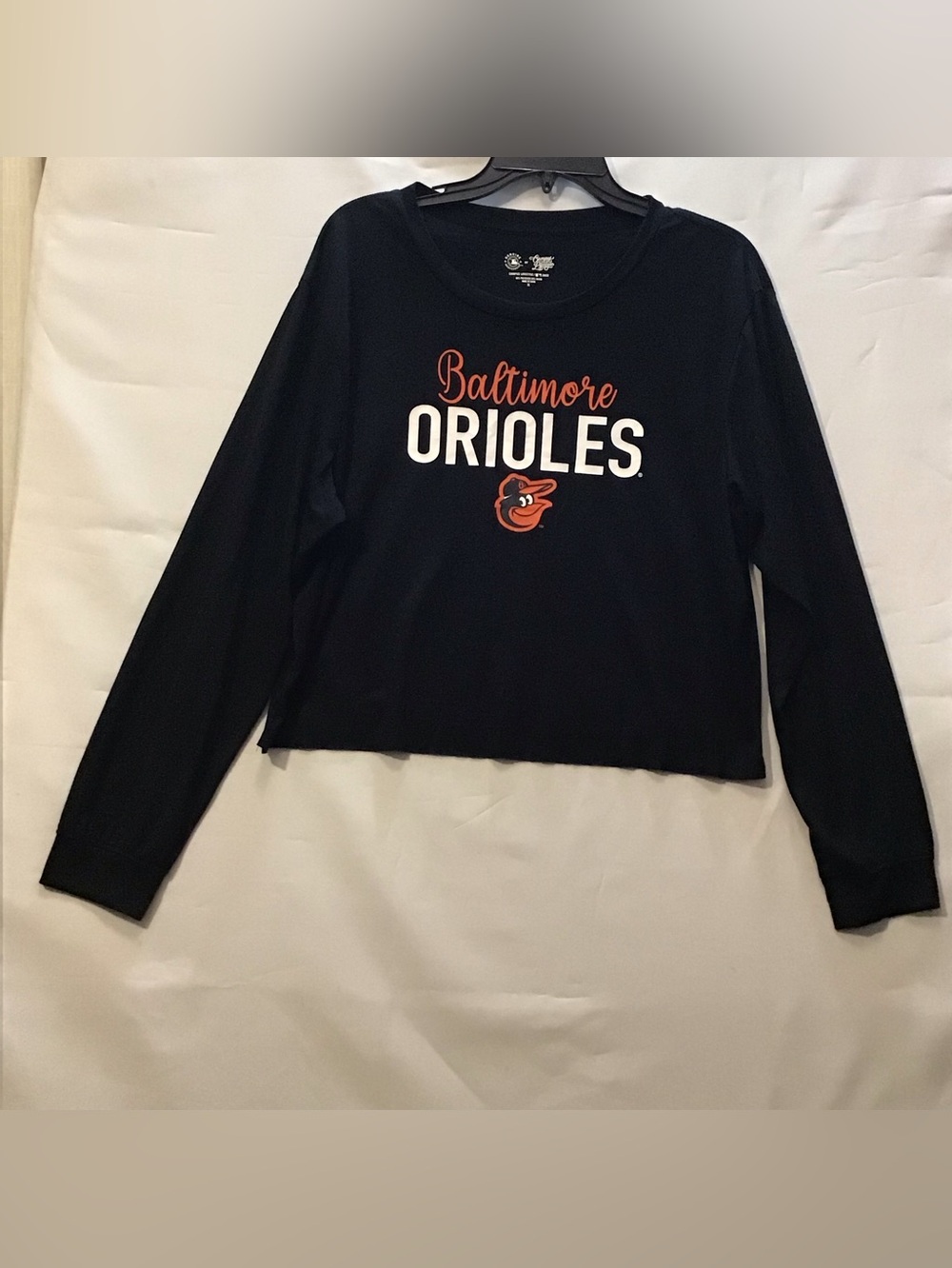235 Baltimore Orioles Women’s Black Long Sleeve Crop Tee